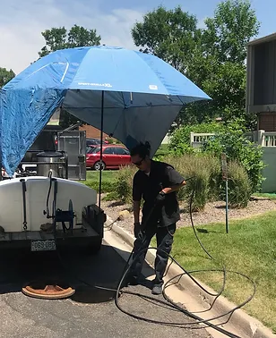 Drainline Services hydro jetting a drain line on a real job
