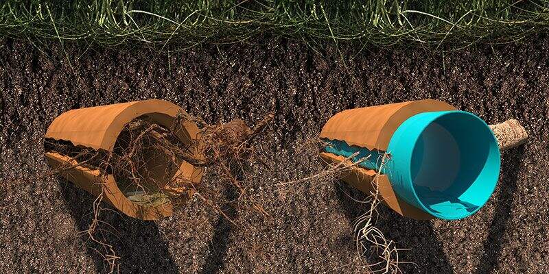 Trenchless pipe lining in progress on a Drainline Services job